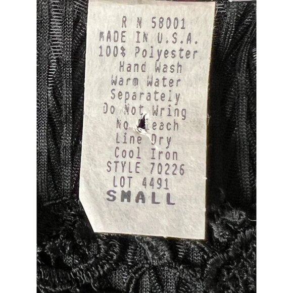 VTG Alice Stuart Small Black Top Pull Over Textured Weaved Floral Lace - Picture 5 of 13